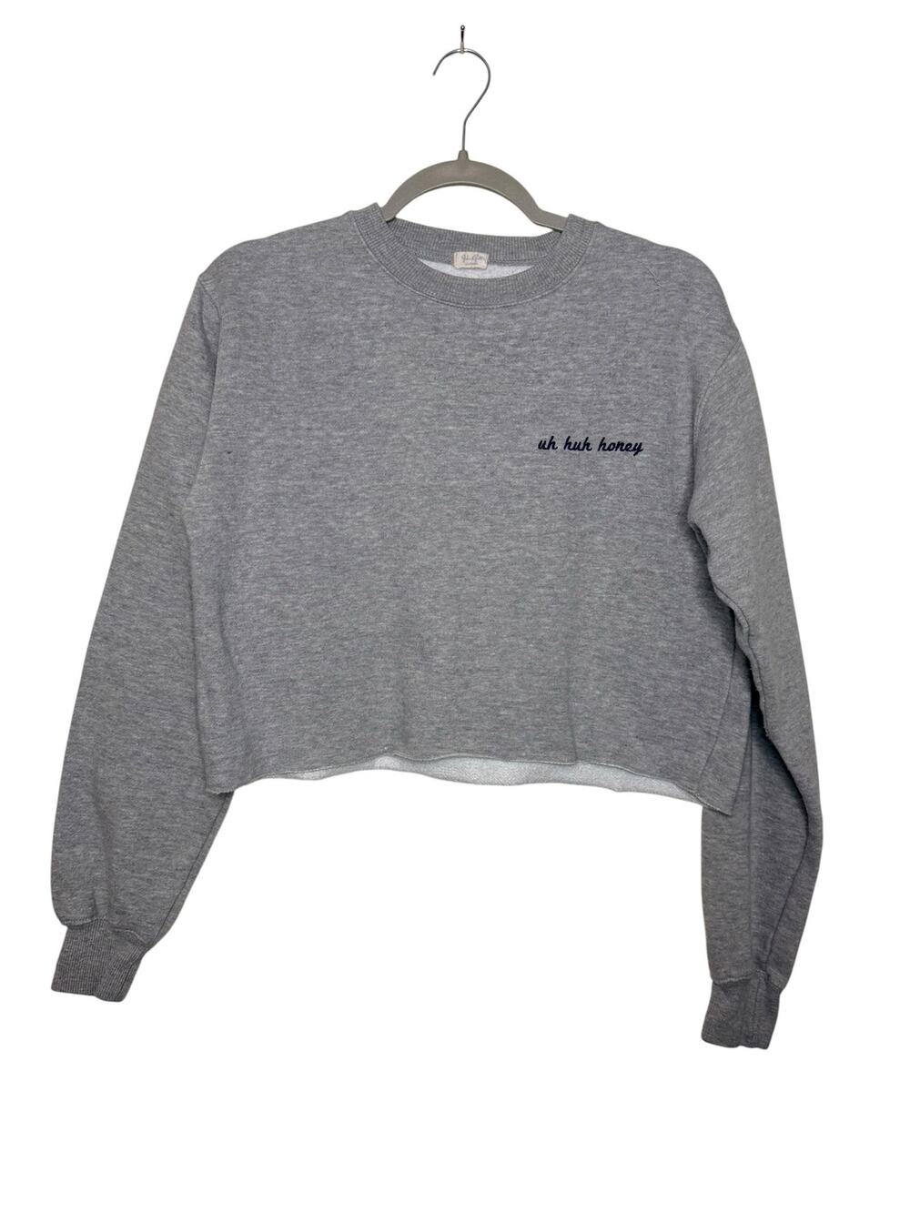 Brandy Melville John Galt Uh Huh Hunny Cropped Sweatshirt Women S Grey